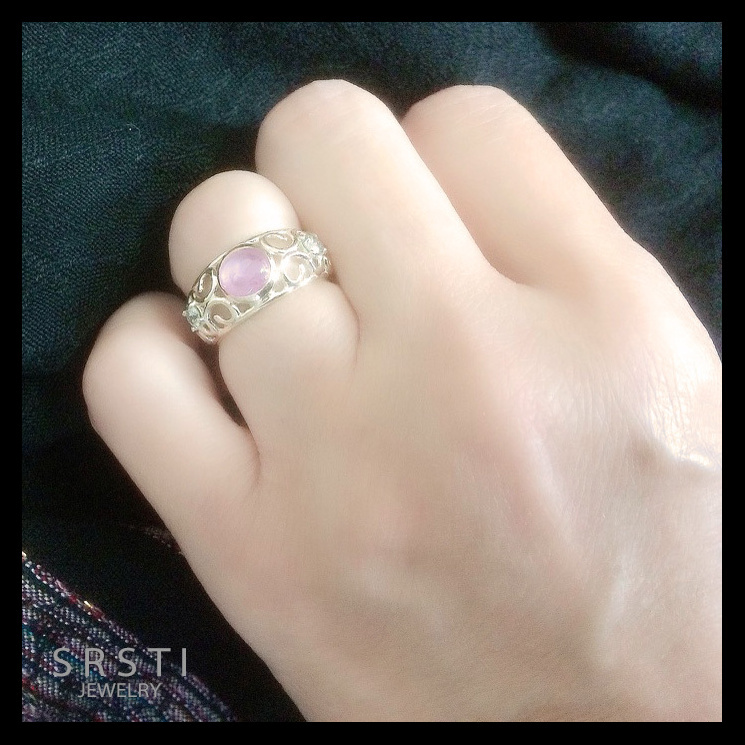 Pink Star Sapphire and Diamond K10 Gold Arabian Ring