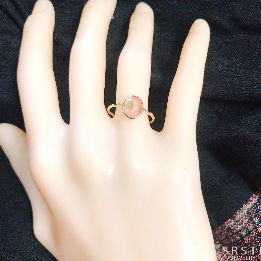 Bi Color Tourmaline K14 Gold Simple Ring