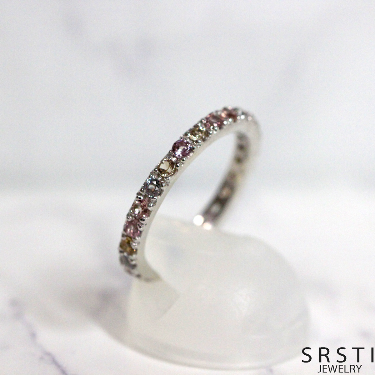 Multi color Garnet SV925 Eternity Ring