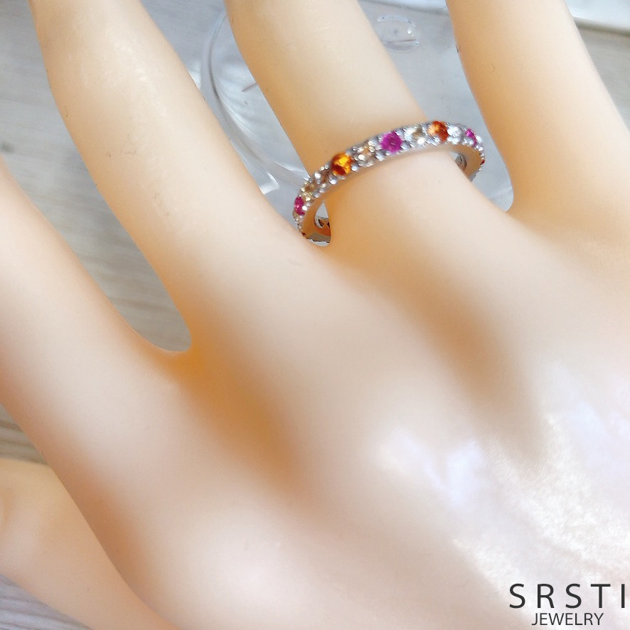 Ruby & Sapphire & Toparz SV925 Eternity Ring
