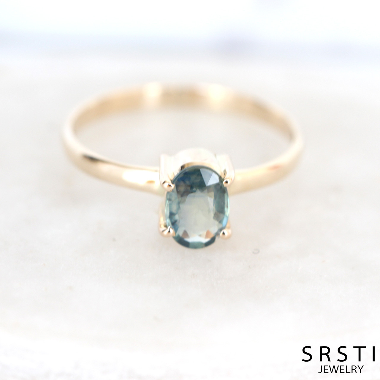 Blue star sapphire k10 gold ring