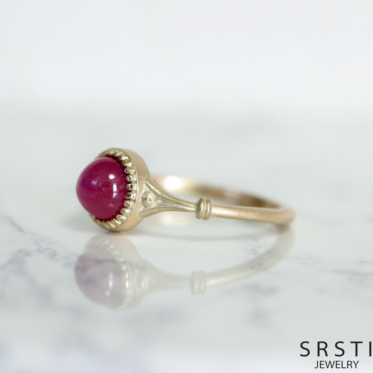 Star Ruby K10 Gold Classical Ring