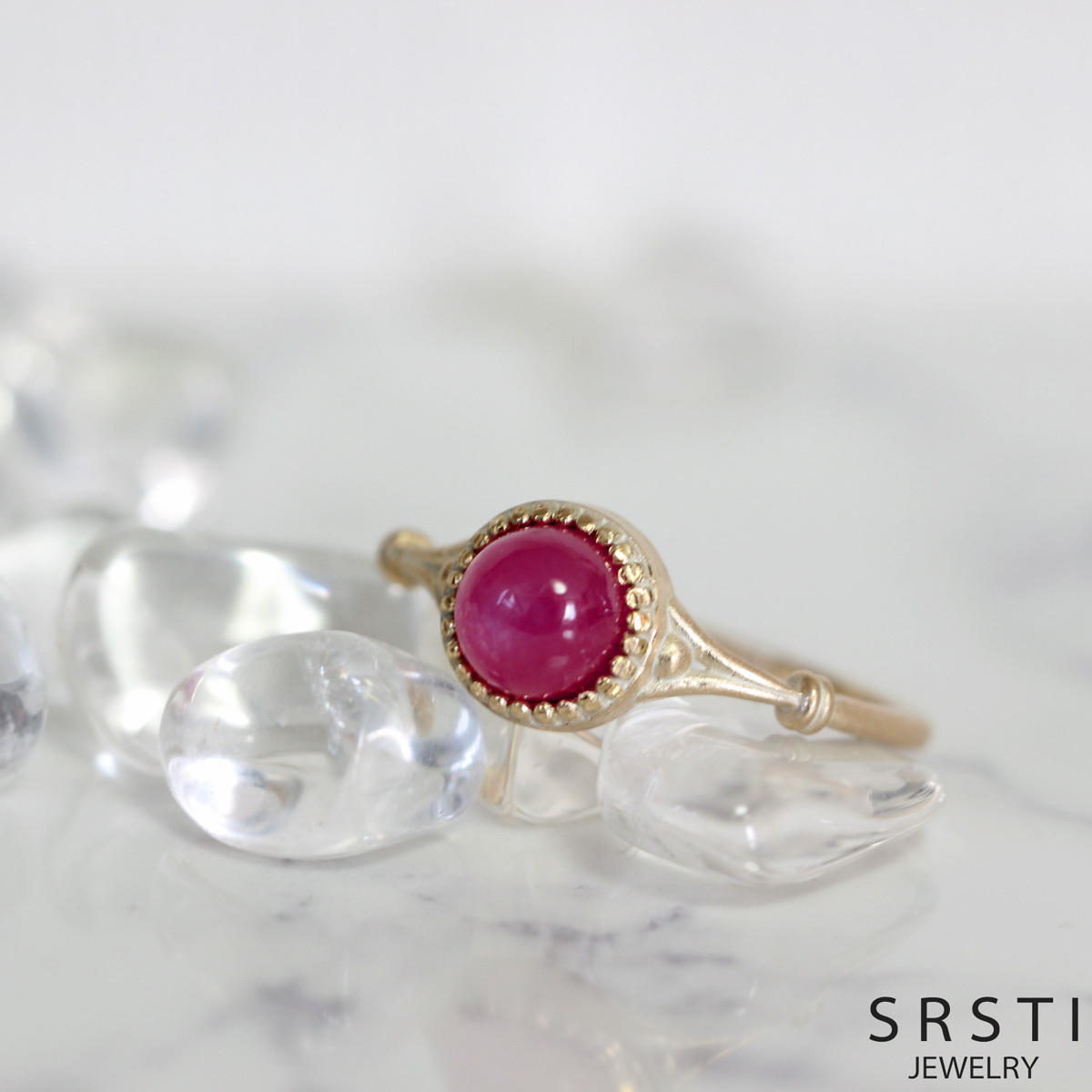 Star Ruby K10 Gold Classical Ring