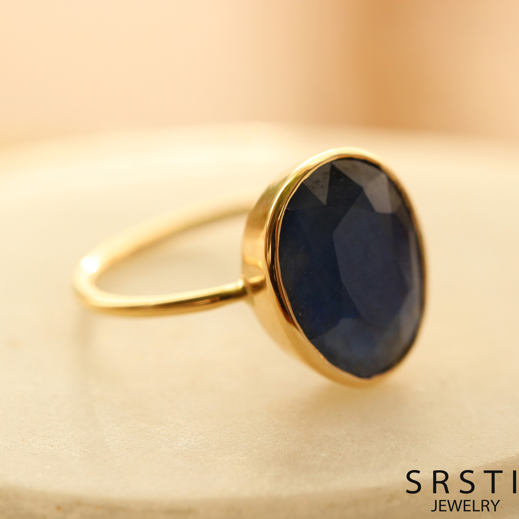 darkbluesapphire K18 Gold Ring