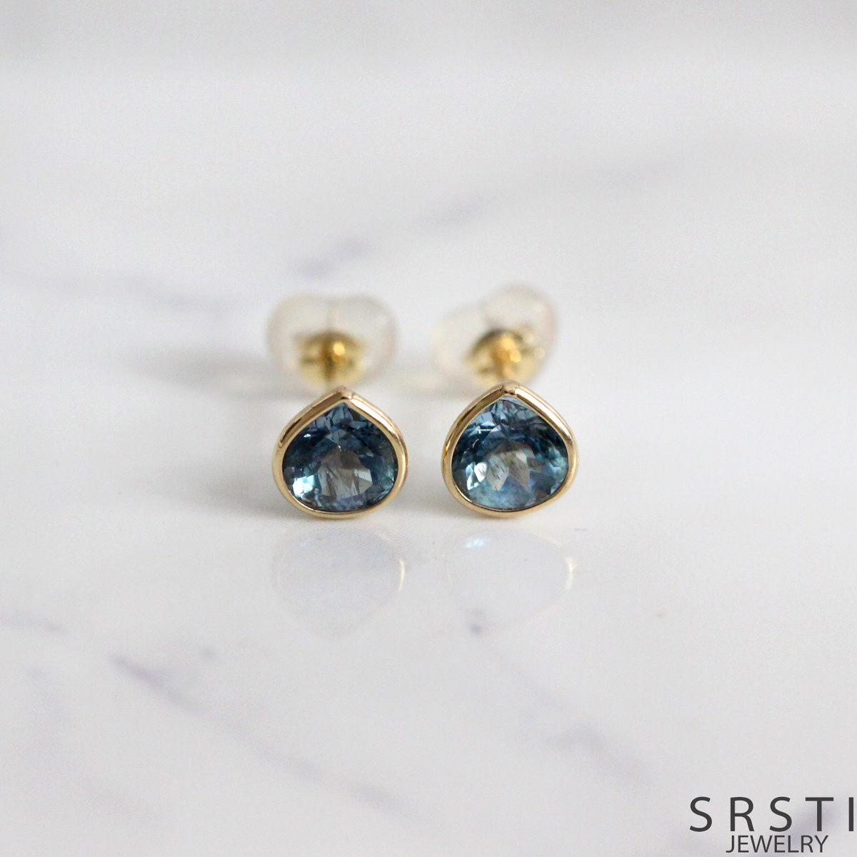 Santamaria Aquamarine K14 Gold Stud Earring