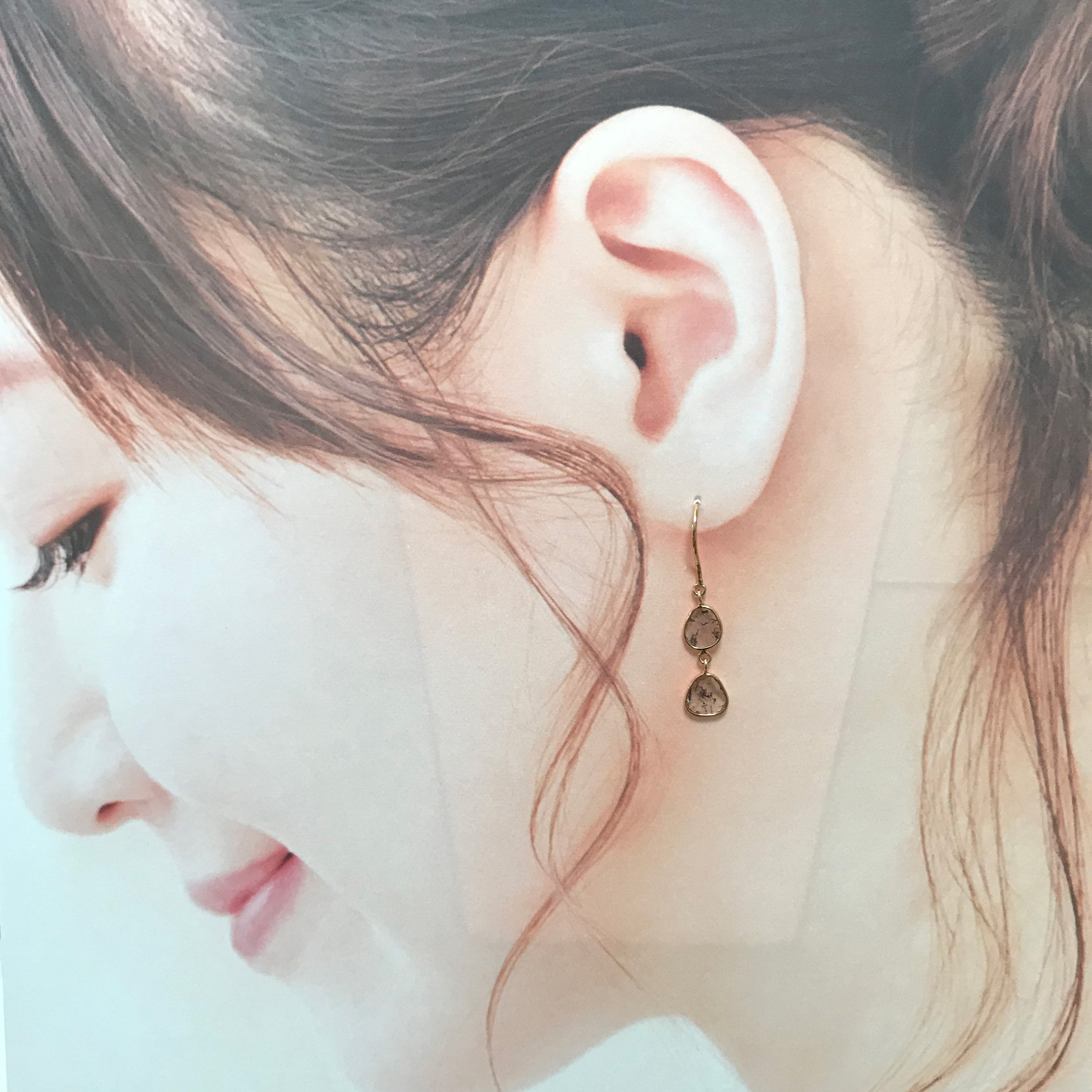 daimond polki k18 gold earring 001
