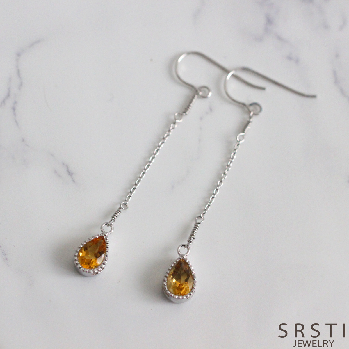 Citrine Pear-Shaped SV925 Drop Earring
